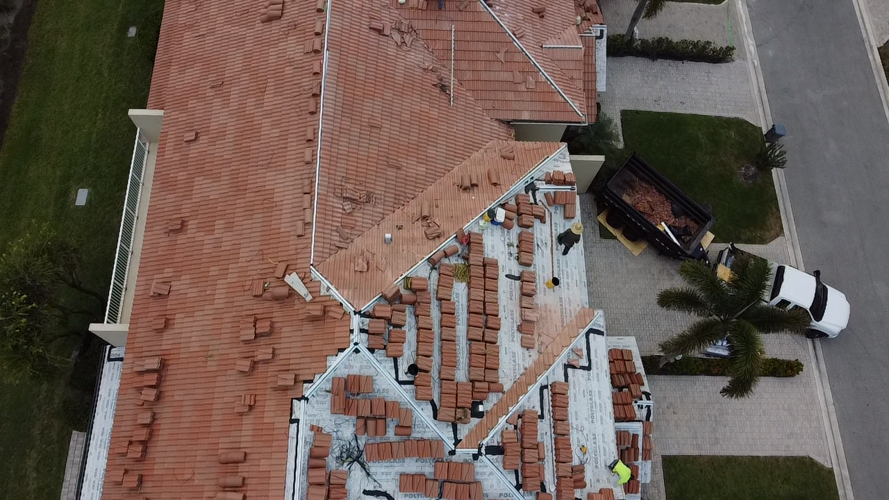 Tile roof tear-off and underlayment install