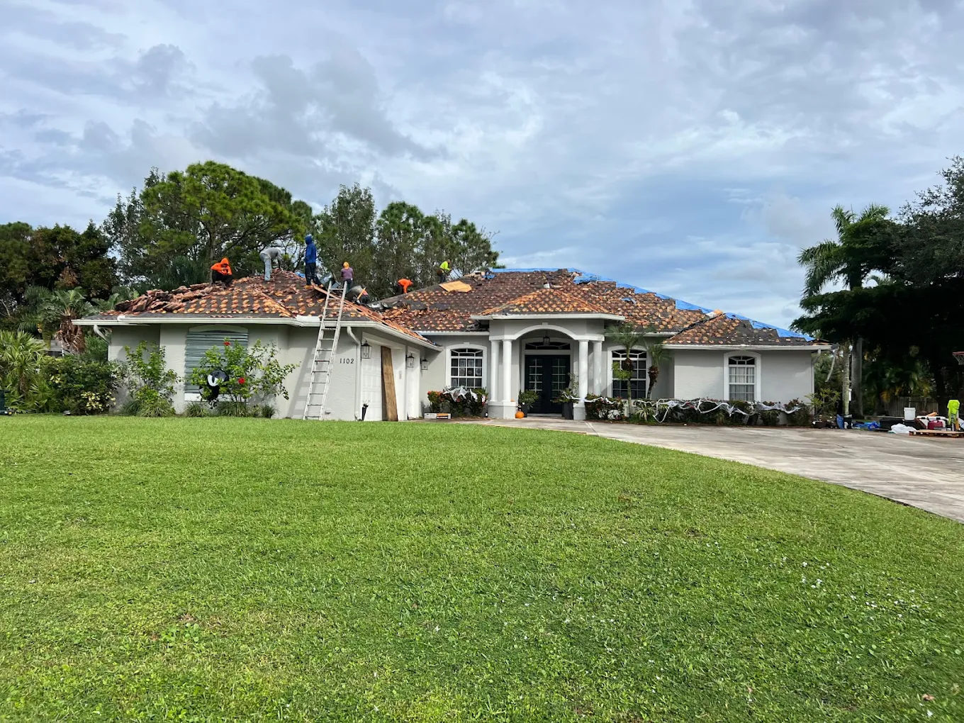 Tile roof tear-off after storm damage in Port St. Lucie